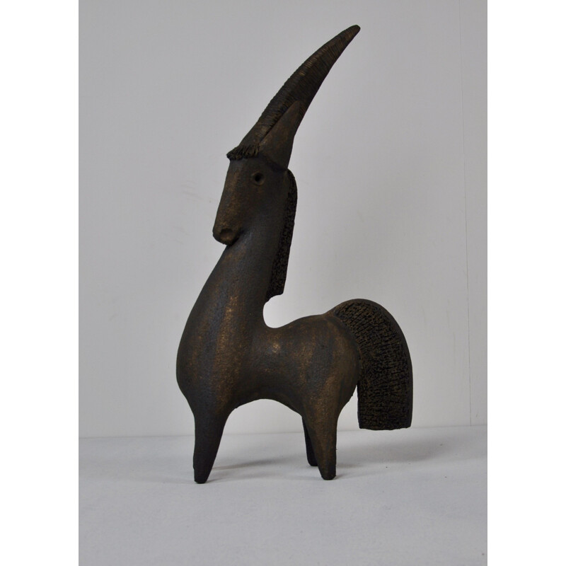Vintage Unicorn statue by Pouchain in ceramic 1990