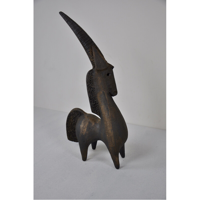 Vintage Unicorn statue by Pouchain in ceramic 1990