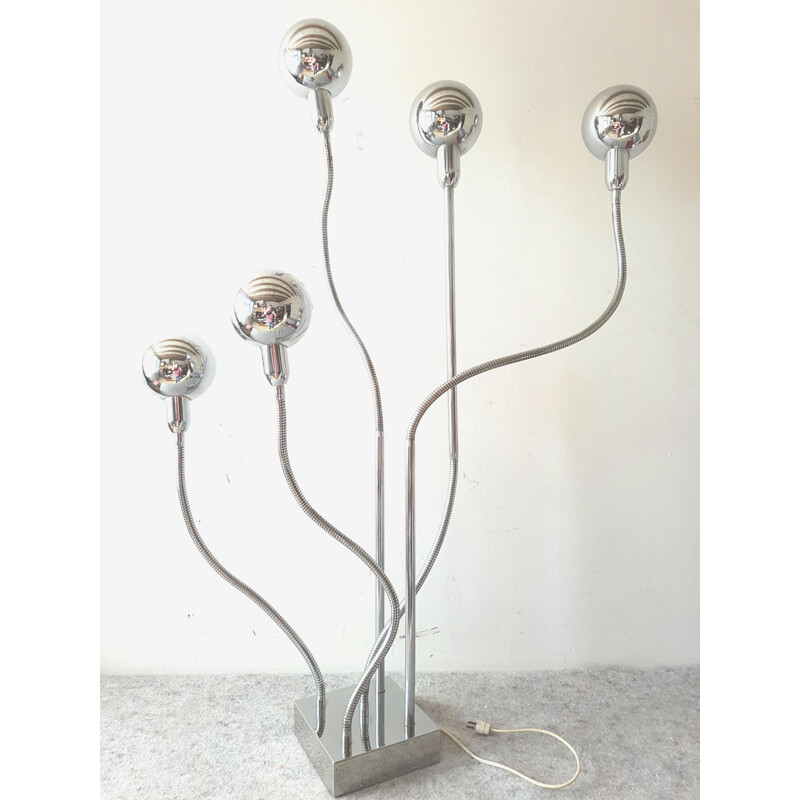 Vintage Hydra floor lamp for Charpentier in steel 1970