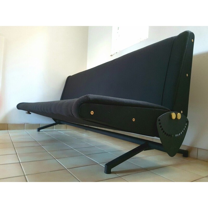 Vintage D70 sofa for Tecno and by Borsani in black fabric 1950