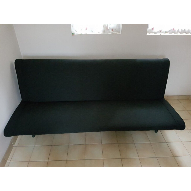 Vintage D70 sofa for Tecno and by Borsani in black fabric 1950