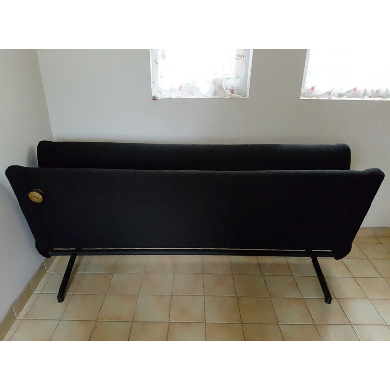 Vintage D70 sofa for Tecno and by Borsani in black fabric 1950