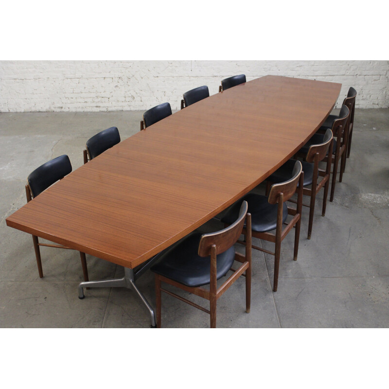 Table vintage pour Castelli en bois et aluminium 1970