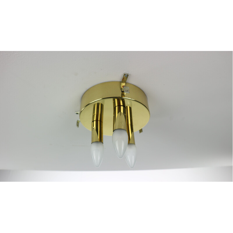 Vintage german ceiling lamp in bubble glass and brass 1960