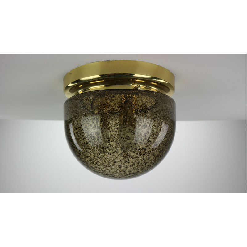 Vintage german ceiling lamp in bubble glass and brass 1960