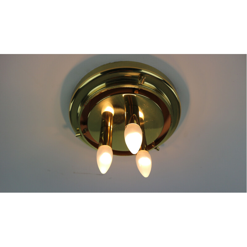 Vintage german ceiling lamp in bubble glass and brass 1960