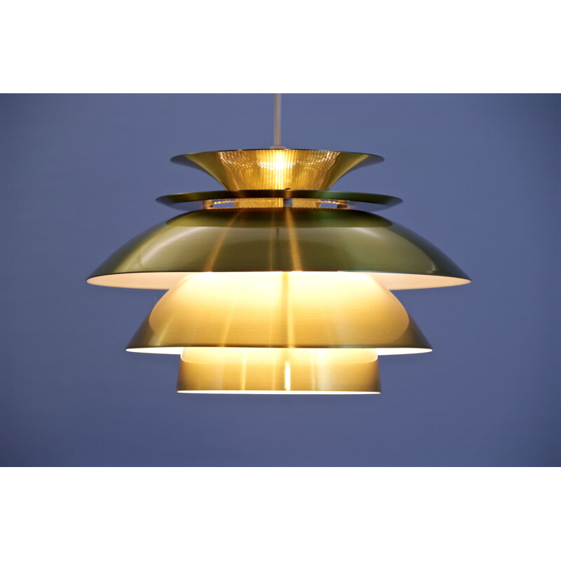 Vintage danish pendant in brass-coated aluminium 1970s