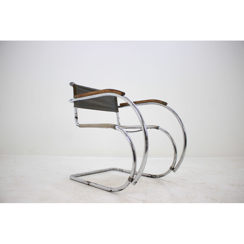 Vintage stoel voor Mücke Melder in metaal en stof 1930