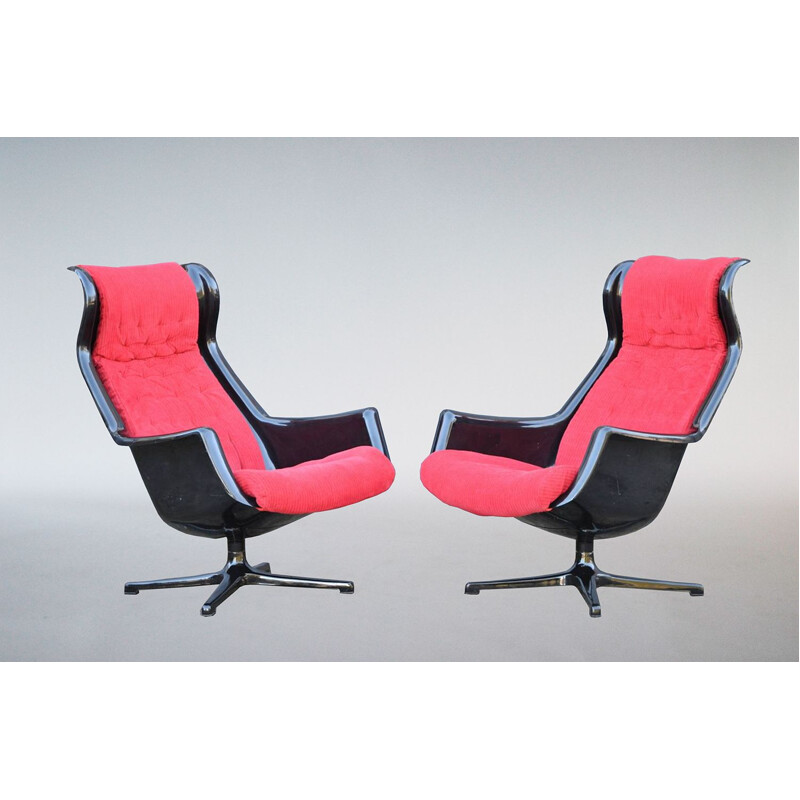 Ensemble de 2 fauteuils vintage Galaxy pour DUX en plastique et coton 1960