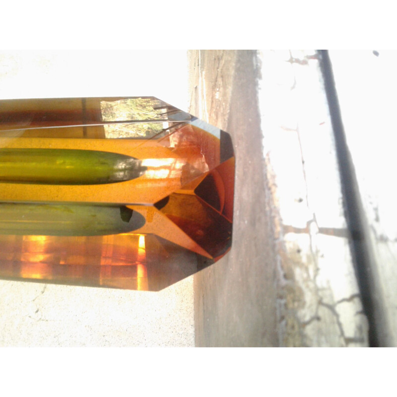 Vase vintage en verre de Murano, Sommerso, Flavio Poli 