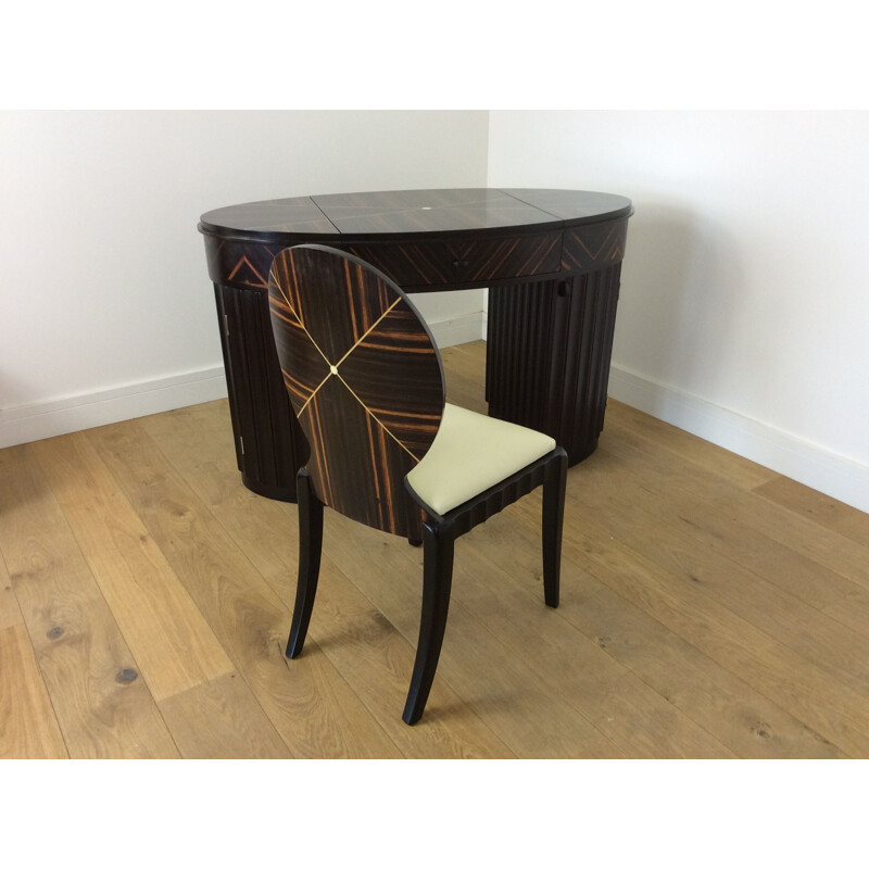 Vintage desk and armchair, art deco style, British, 1980s