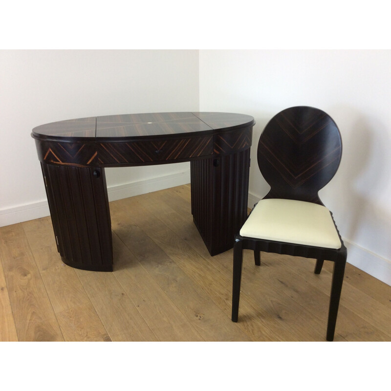 Vintage desk and armchair, art deco style, British, 1980s