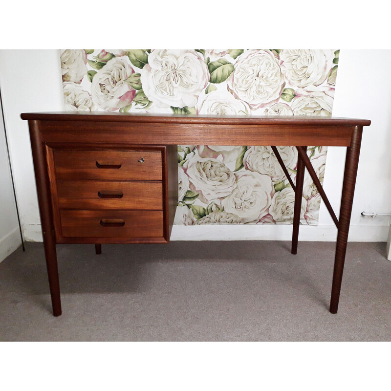 Vintage desk in teak, three drawers 