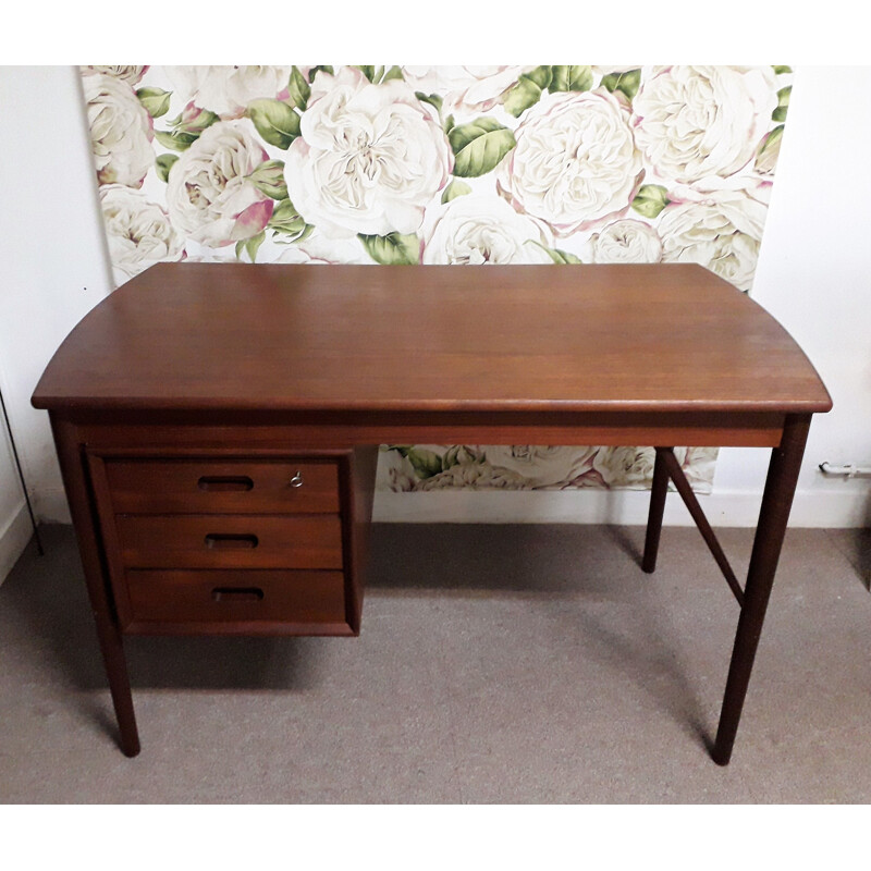 Vintage desk in teak, three drawers 