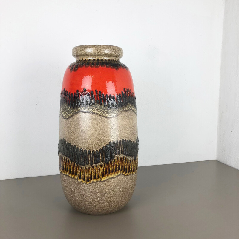 Vintage german Fat Lava 284-53 Vase by Scheurich in ceramic 1970