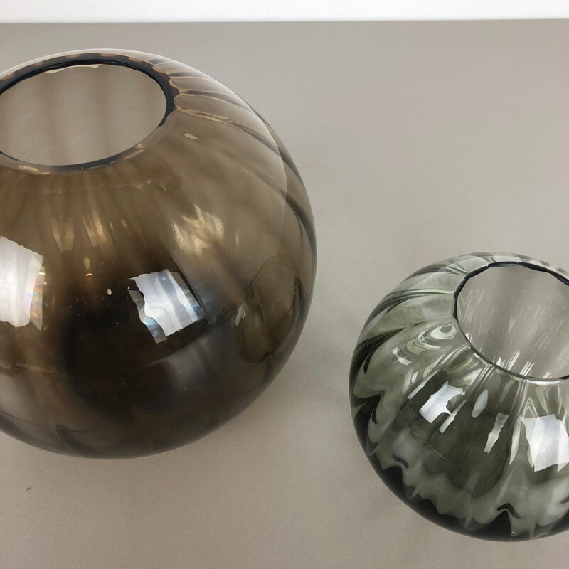 Juego de 2 jarrones de bola de cristal vintage para WMF Alemania
