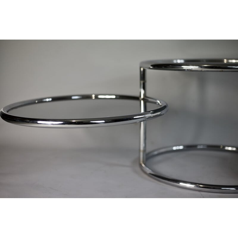 Vintage italian coffee table for Morex in glass and steel 1970