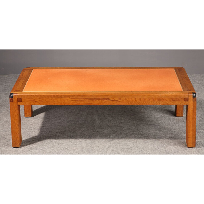 Solid elm coffee table, Pierre CHAPO - 1960s