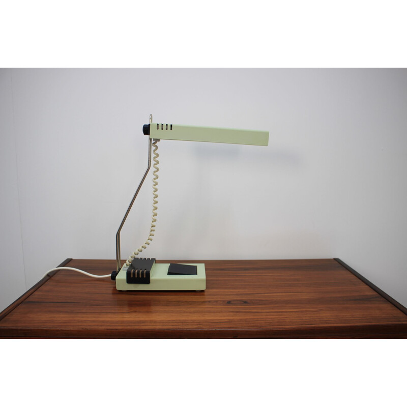Vintage table lamp for Tesla in green metal and bakelite 1990