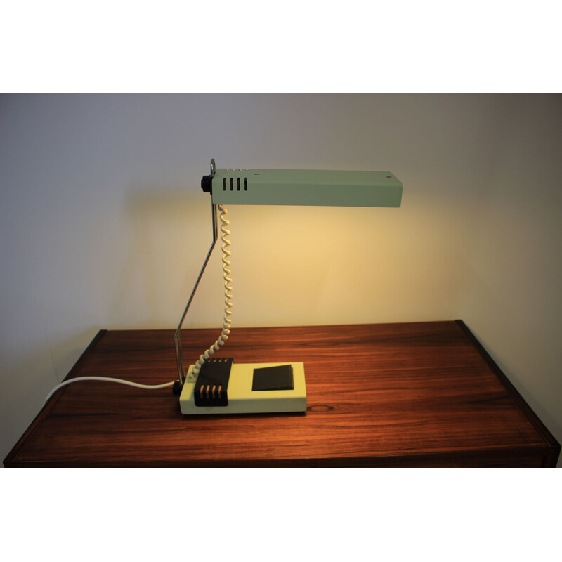 Vintage table lamp for Tesla in green metal and bakelite 1990