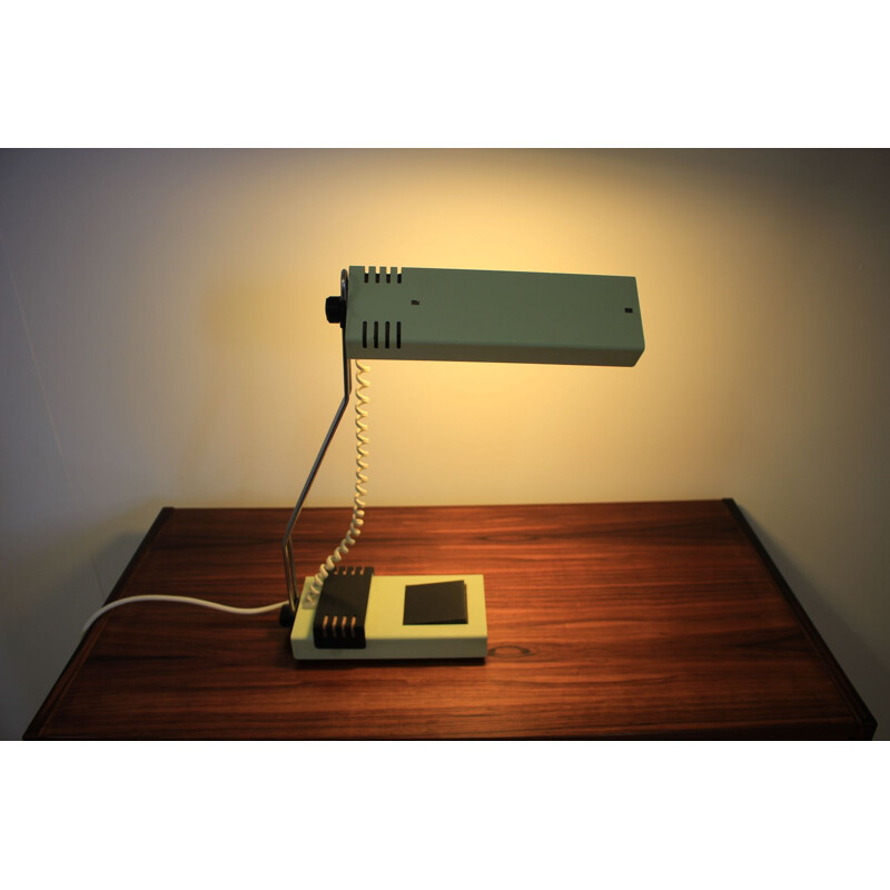 Vintage table lamp for Tesla in green metal and bakelite 1990