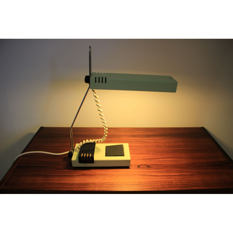 Vintage table lamp for Tesla in green metal and bakelite 1990