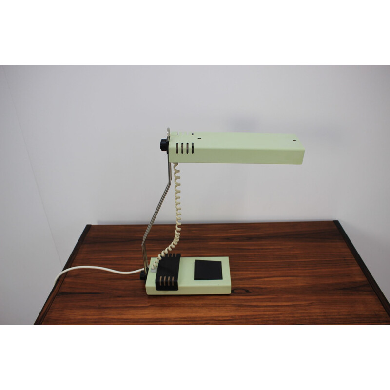 Vintage table lamp for Tesla in green metal and bakelite 1990