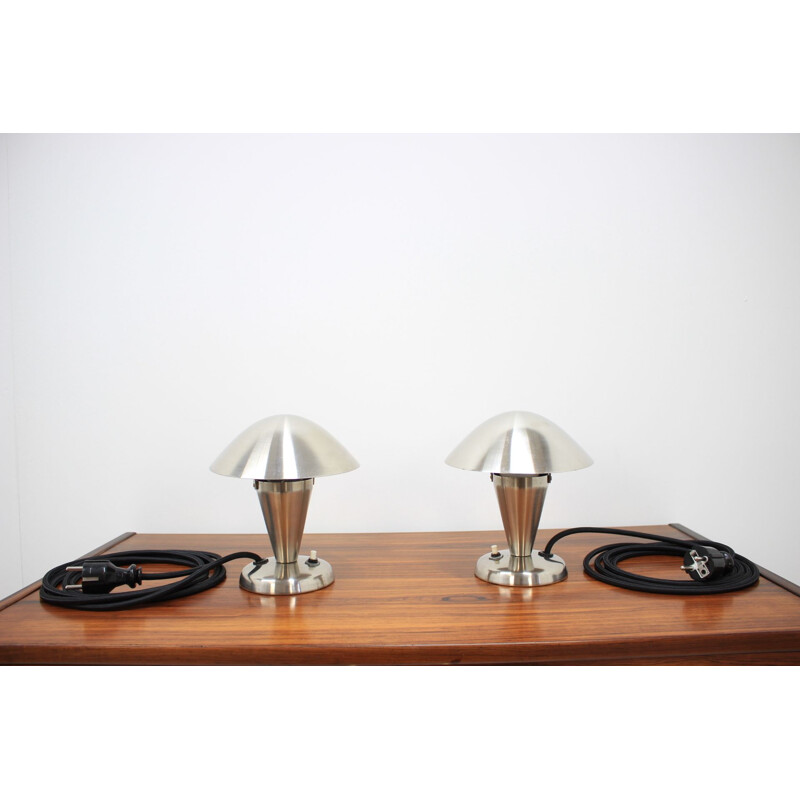 Pair of vintage Bauhaus lamps in chrome 1930