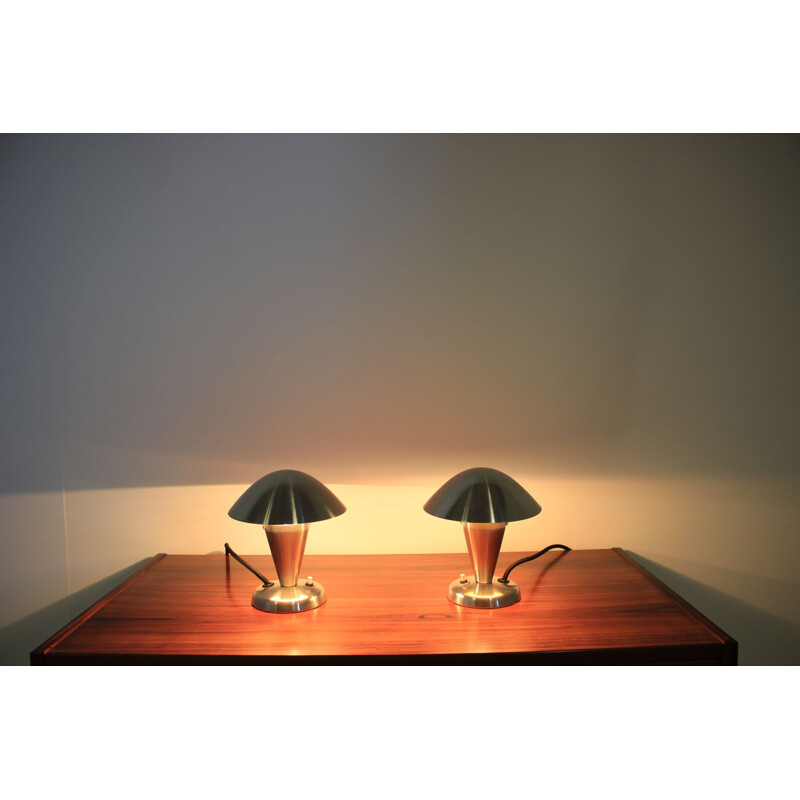 Pair of vintage Bauhaus lamps in chrome 1930