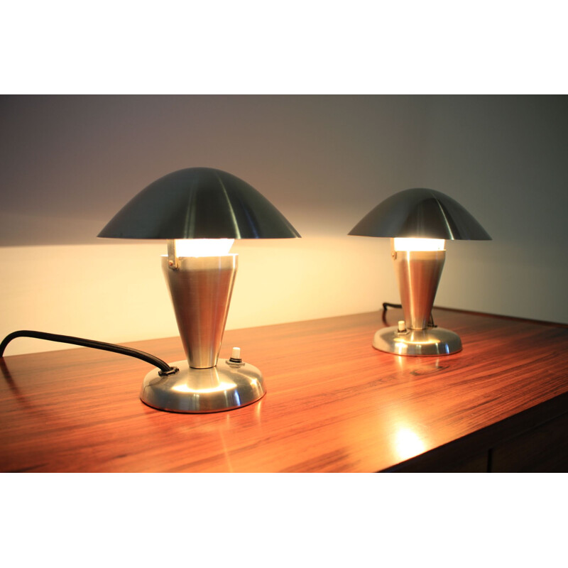 Pair of vintage Bauhaus lamps in chrome 1930