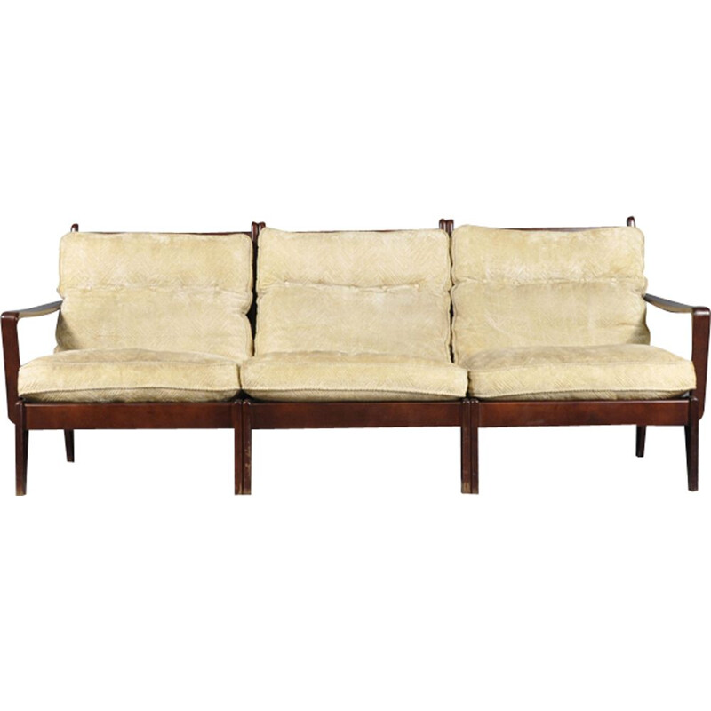 Vintage Scandinavian mahogany 3 seater sofa