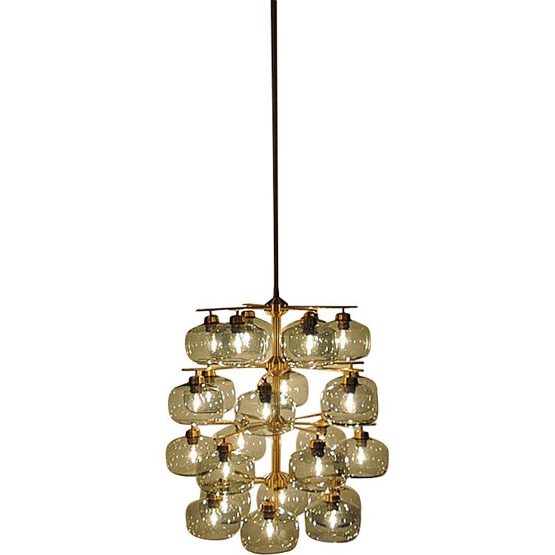 Vintage Chandelier 24 glassdomes, Holger Johansson, Westal, Sweden 1952