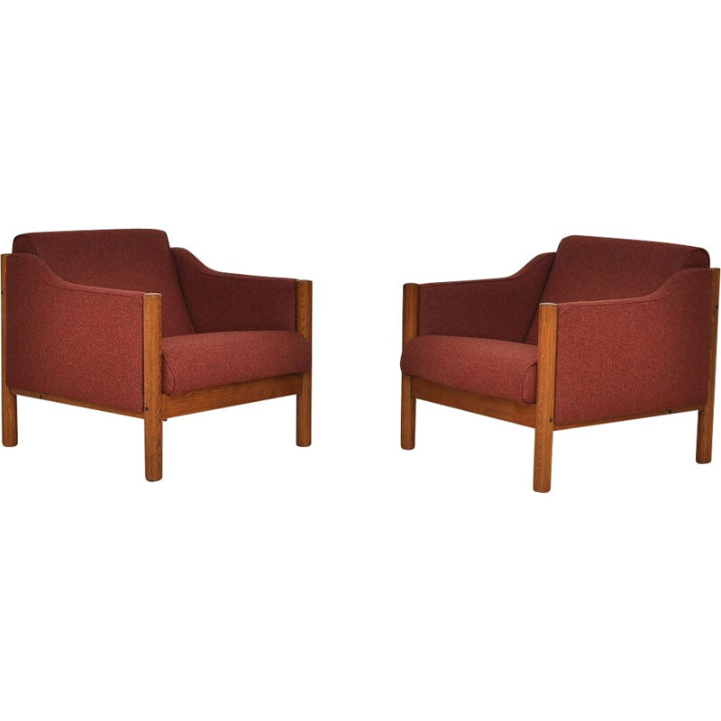 Set of 2 vintage Armchair Wool Covered, 1970s