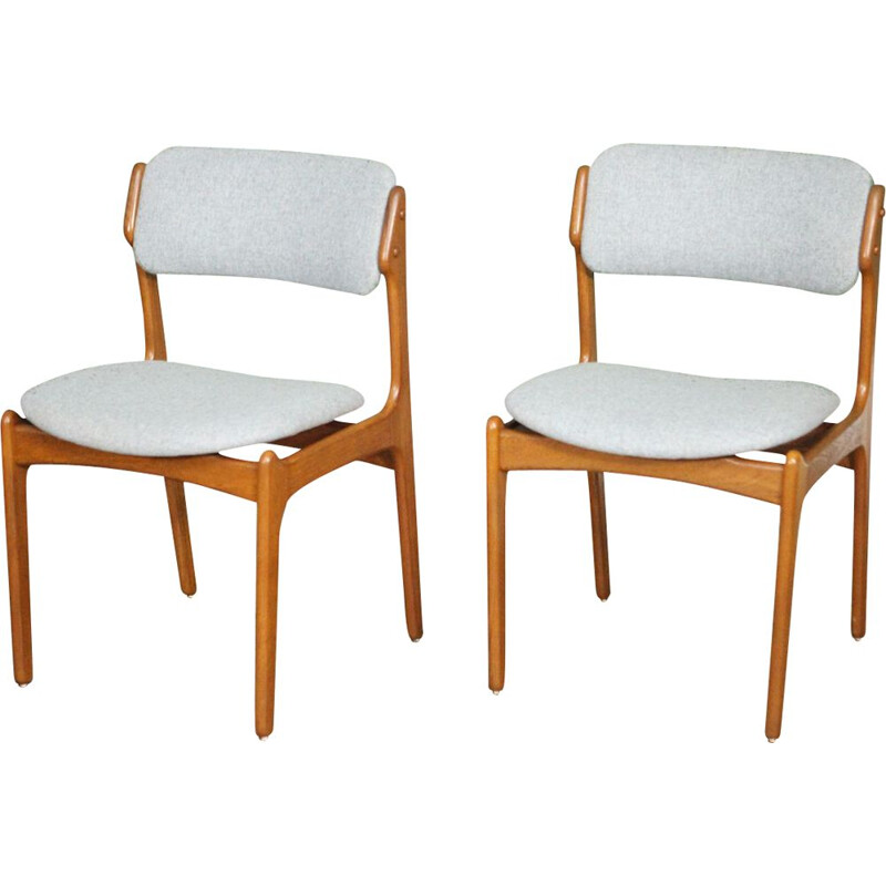 Pair of teak and wool chairs by Erik Buch, model 49