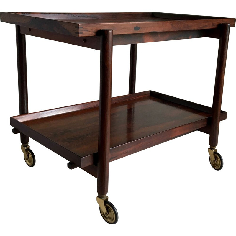 Rosewood serving cart by Poul Hundevad