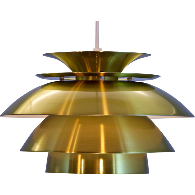 Vintage danish pendant in brass-coated aluminium 1970s