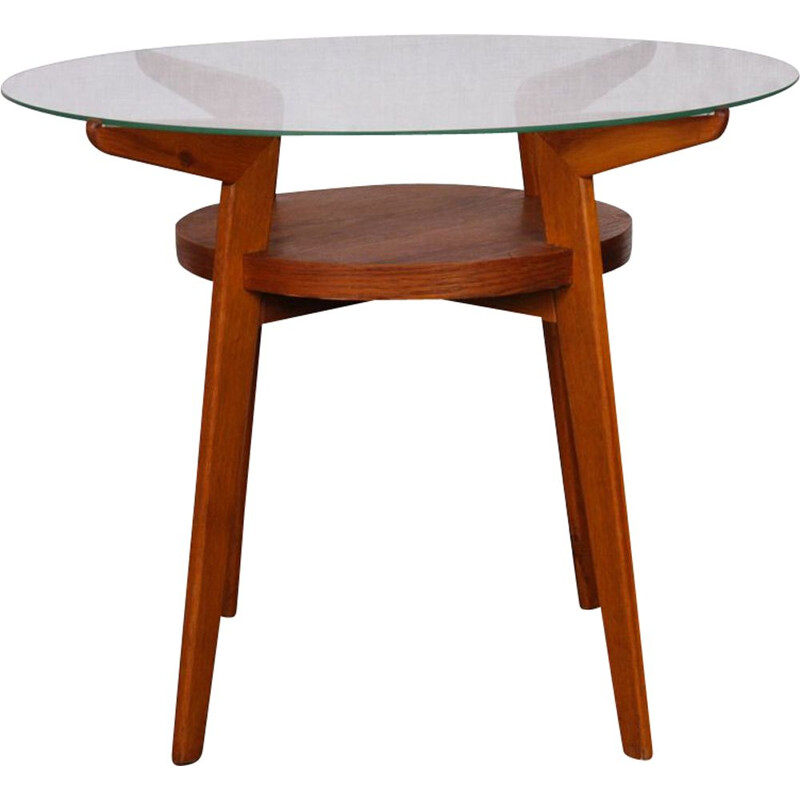 Table basse vintage pour Jitona en bois et verre 1960