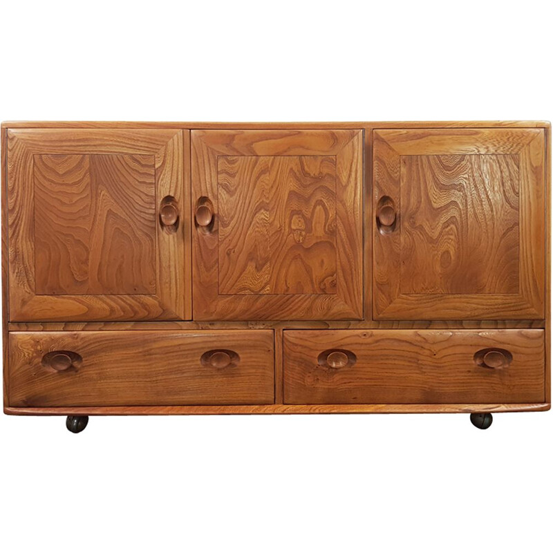 Enfilade vintage en orme, N 2 par Lucian Ercolani pour Ercol, anglais, années 1960