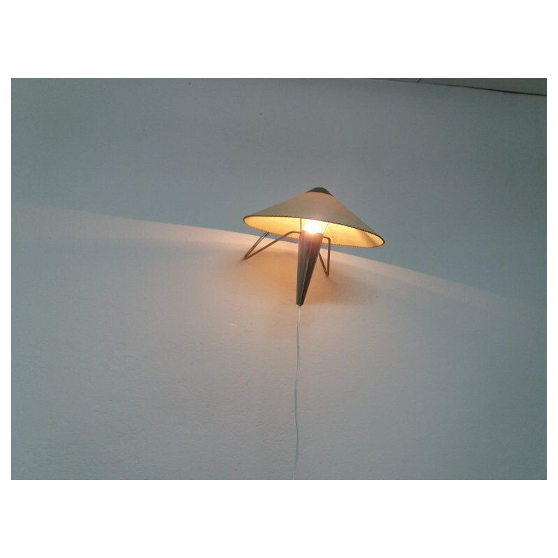 Vintage lamp by Frantova for Okolo in beige paper and metal 1950