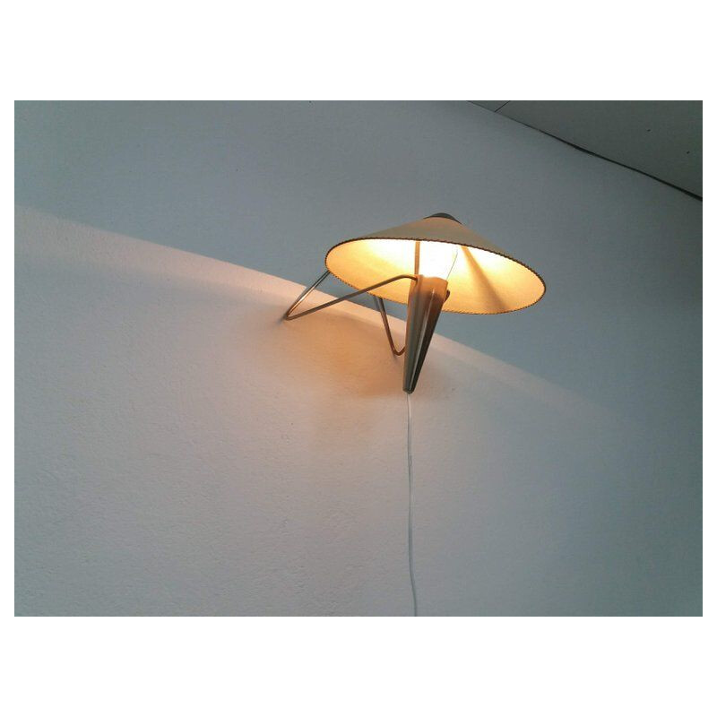 Vintage lamp by Frantova for Okolo in beige paper and metal 1950