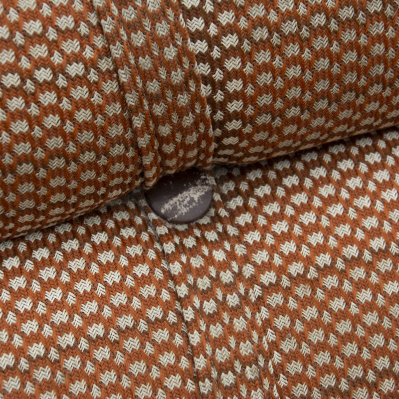 Vintage sofabed for Hikor Písek in brown fabric and oakwood 1980