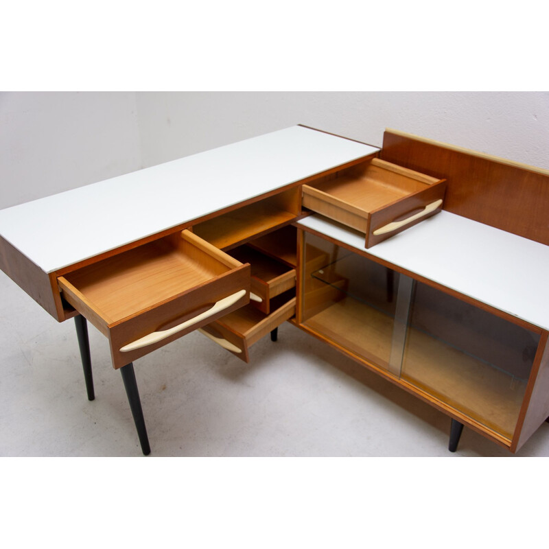 Vintage desk with a bookcase for UP Závody in wood and glass 1960