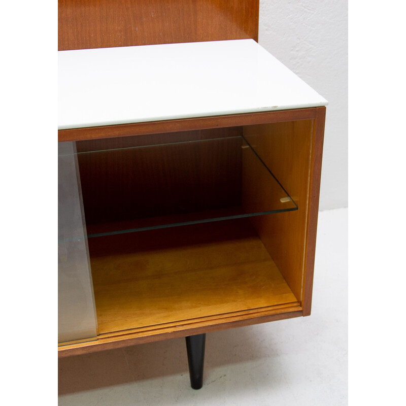 Vintage desk with a bookcase for UP Závody in wood and glass 1960