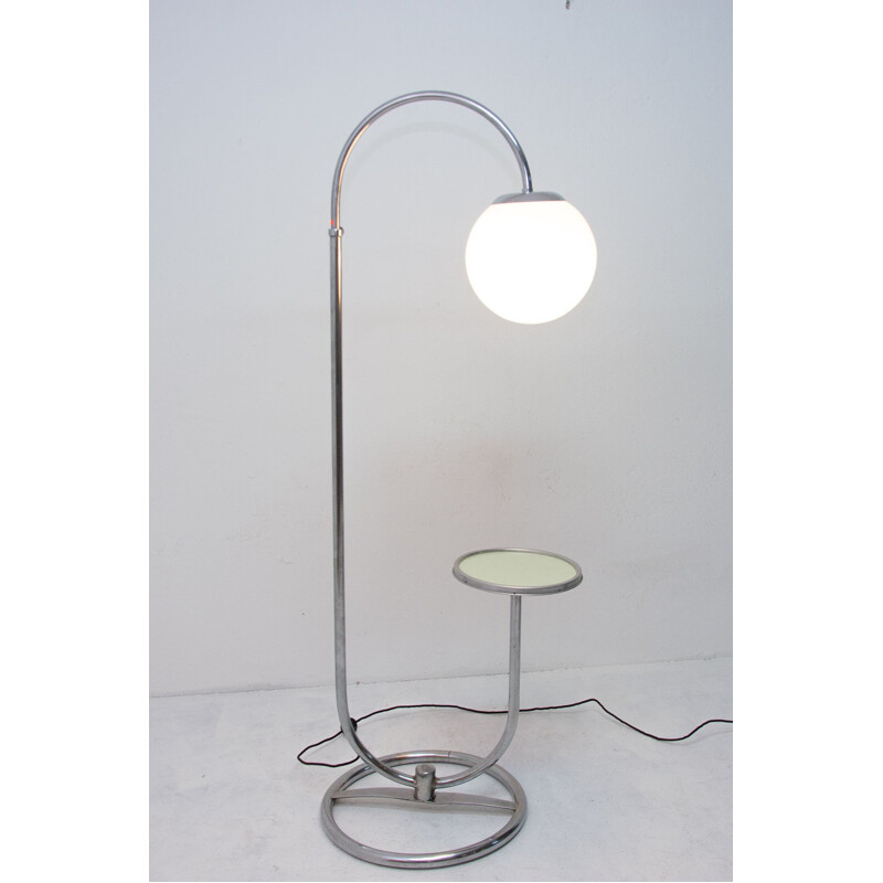 Lampada da terra Bauhaus cromata vintage di Robert Slezak