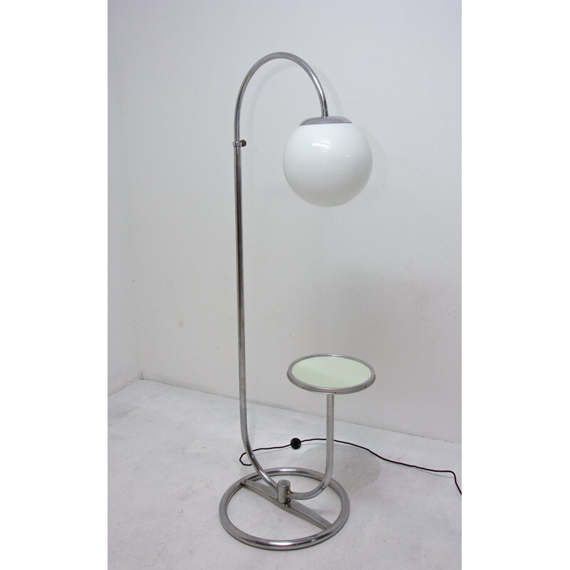 Vintage chromen Bauhaus vloerlamp van Robert Slezak