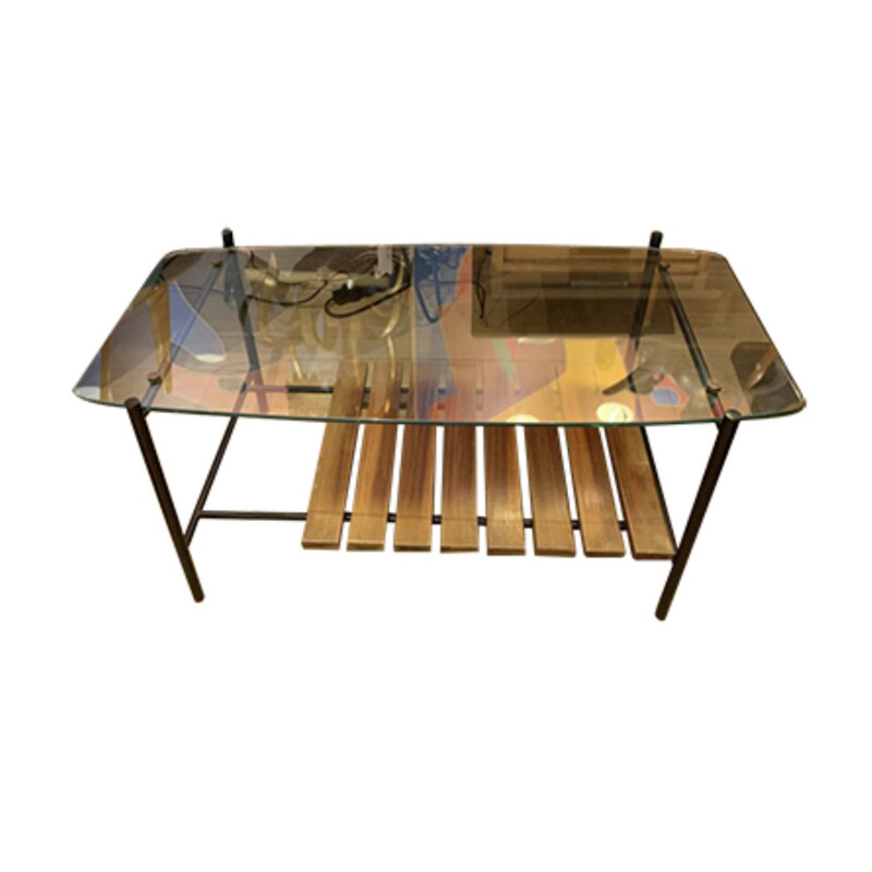 Vintage glass coffee table by Pierre Guariche 