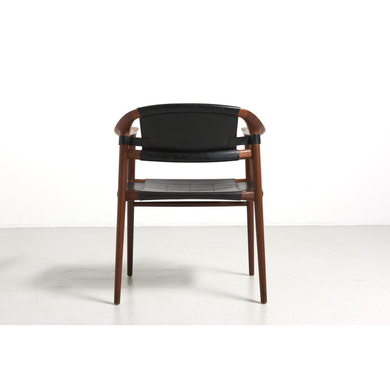 Bambi chair in black leather by Rastad & Relling