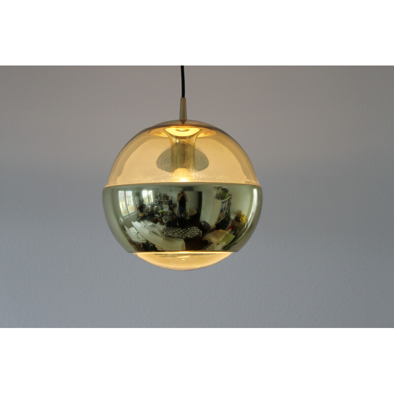 Golden pendant lamp in glass by Peill & Putzler