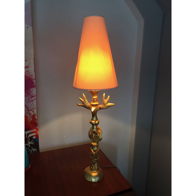 Lampe vintage en bronze par Pierre Casenove