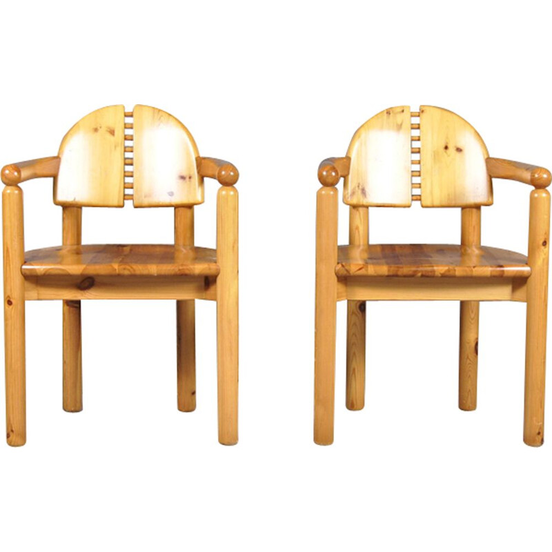 Set of 2 vintage Dining Chairs in pine wood by Rainer Daumiller for Hirtshals Sawmill, Sweden, 1970s